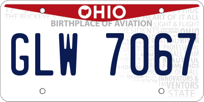 OH license plate GLW7067
