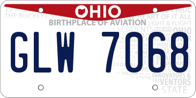 OH license plate GLW7068