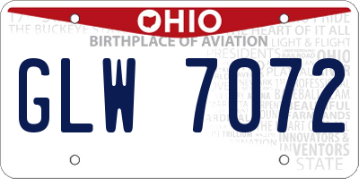 OH license plate GLW7072