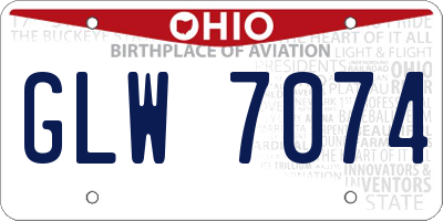 OH license plate GLW7074