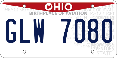 OH license plate GLW7080