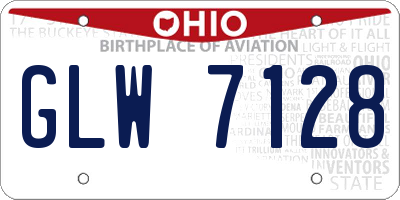 OH license plate GLW7128