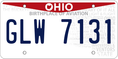 OH license plate GLW7131