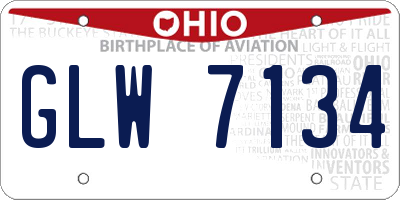 OH license plate GLW7134