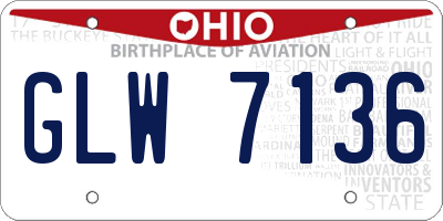 OH license plate GLW7136