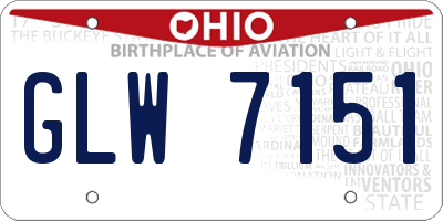 OH license plate GLW7151