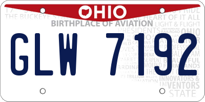 OH license plate GLW7192