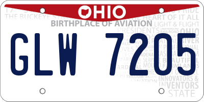 OH license plate GLW7205