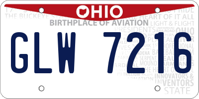OH license plate GLW7216