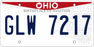 OH license plate GLW7217