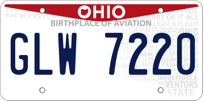 OH license plate GLW7220