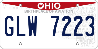 OH license plate GLW7223
