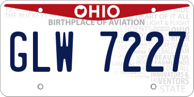 OH license plate GLW7227