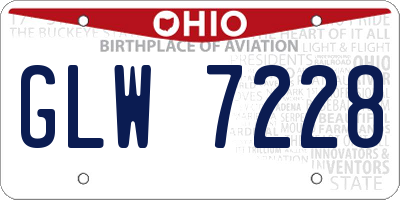 OH license plate GLW7228