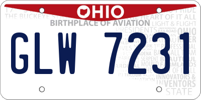 OH license plate GLW7231