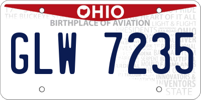 OH license plate GLW7235