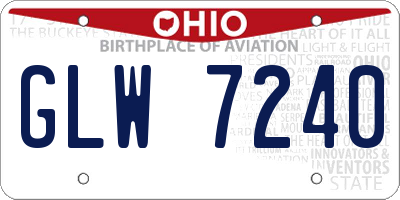 OH license plate GLW7240