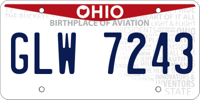 OH license plate GLW7243