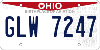 OH license plate GLW7247