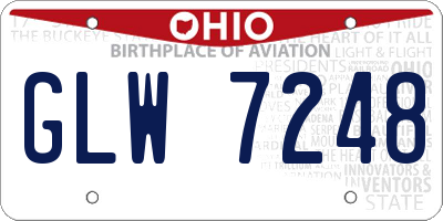 OH license plate GLW7248