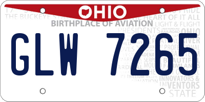 OH license plate GLW7265