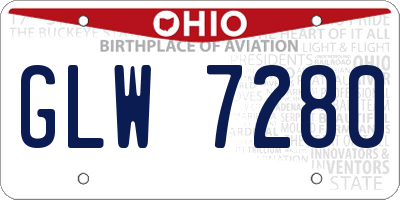 OH license plate GLW7280