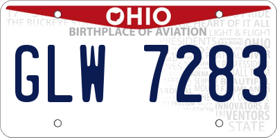 OH license plate GLW7283