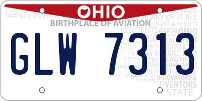 OH license plate GLW7313