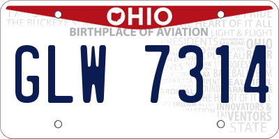 OH license plate GLW7314