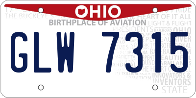 OH license plate GLW7315