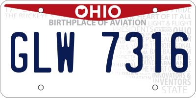 OH license plate GLW7316