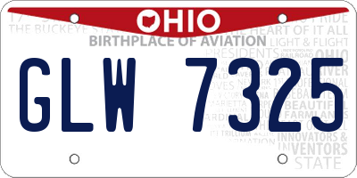 OH license plate GLW7325