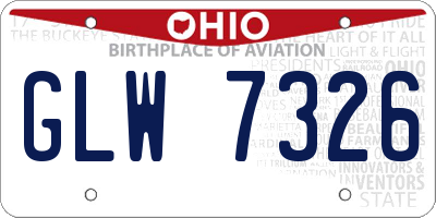 OH license plate GLW7326