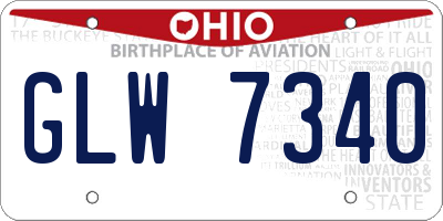 OH license plate GLW7340