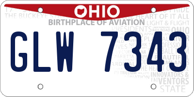 OH license plate GLW7343