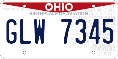 OH license plate GLW7345