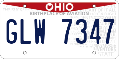 OH license plate GLW7347