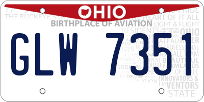 OH license plate GLW7351