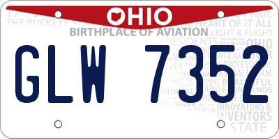 OH license plate GLW7352