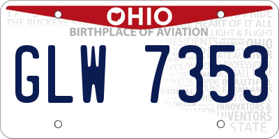 OH license plate GLW7353