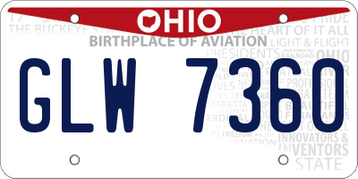 OH license plate GLW7360
