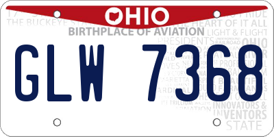 OH license plate GLW7368