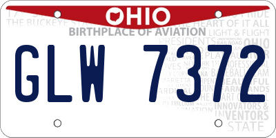 OH license plate GLW7372