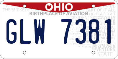 OH license plate GLW7381