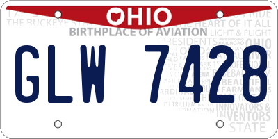 OH license plate GLW7428