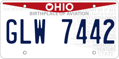 OH license plate GLW7442