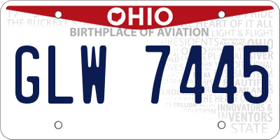 OH license plate GLW7445