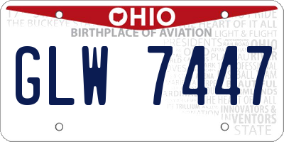 OH license plate GLW7447