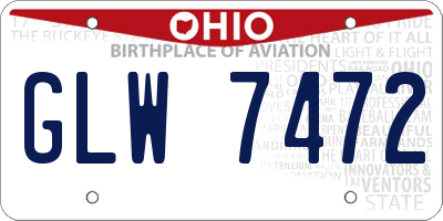 OH license plate GLW7472