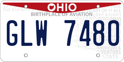 OH license plate GLW7480